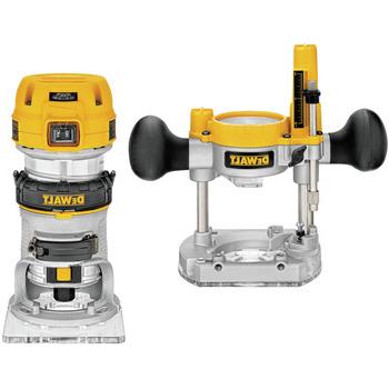 COMPACT ROUTERS | Dewalt DWP611PK 110V 7 Amp Variable Speed 1-1/4 HP Corded Compact Router with LED Combo Kit