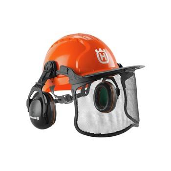 PROTECTIVE HEAD GEAR | Husqvarna 592752601 Functional Forest Chainsaw Helmet with Metal Mesh Face Shield - Orange